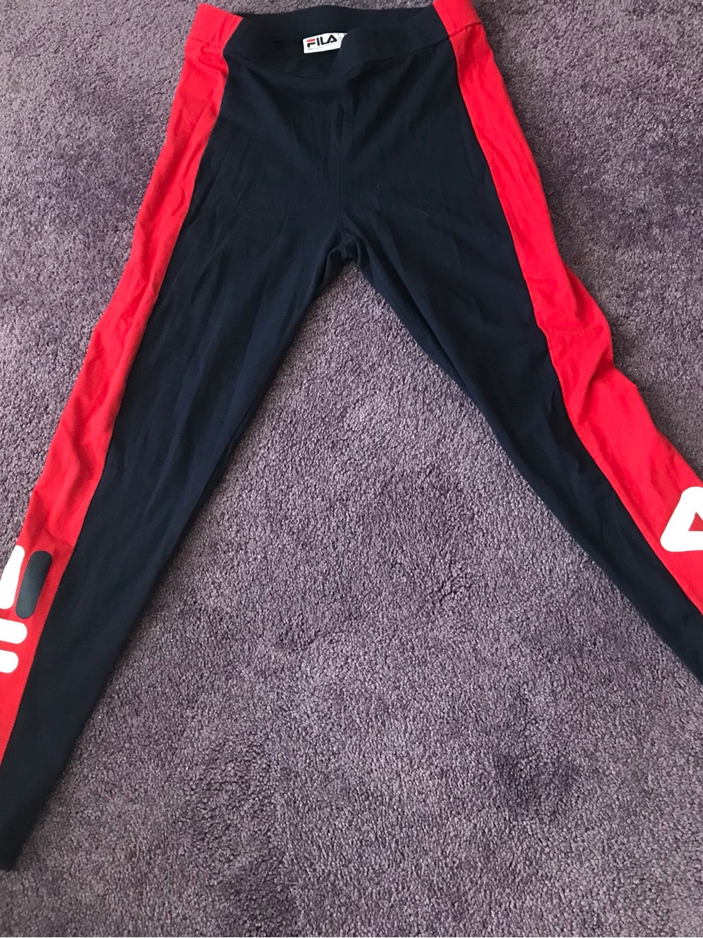 Fila Black Leggings with Red Side Panels for Kids